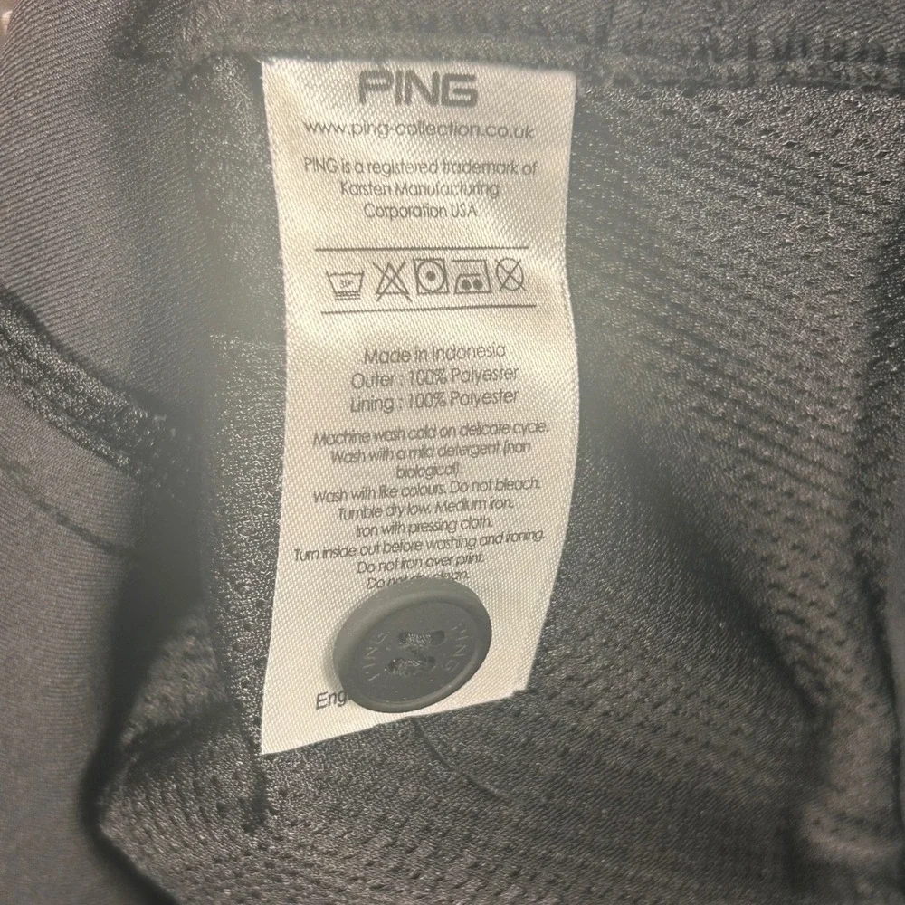 Ping Sensorcool Mens Golf Pants Black 34x33 Performance Trousers Five Pocket